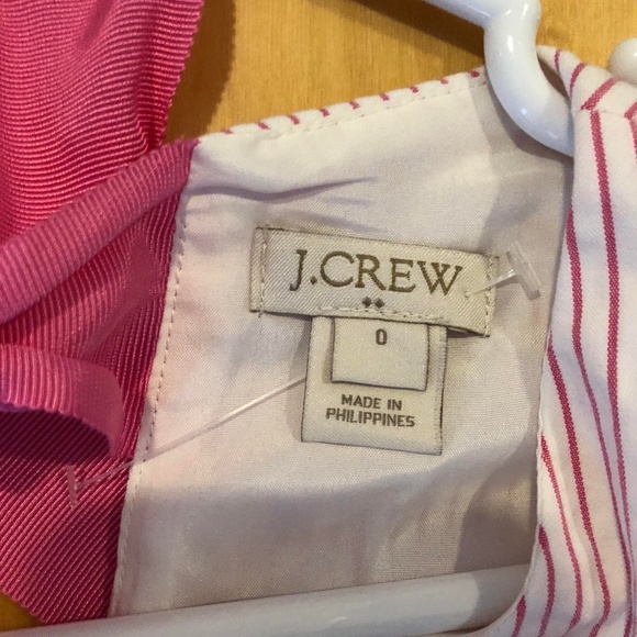 NWOT J. Crew Pink Striped Seersucker Dress w/ Bow - Picture 4 of 5